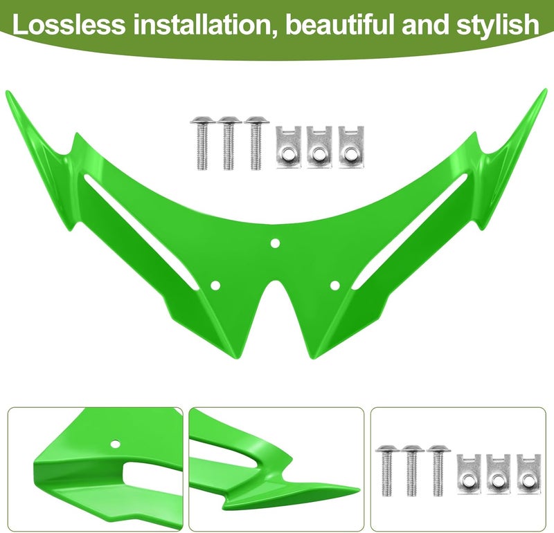 XIDAODIT for Kawasaki Ninja 500 Z500 Ninja500 Motorcycle Front Fairing Winglet Aerodynamic Spoiler Beak Nose Cone Extension Fixed Wing Kit(Green) - Image 5